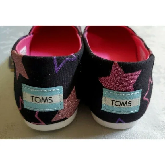 New In Box Toms Womens Alpargata Black Glitter Stars Print Shoes Size 5 - Picture 11 of 12